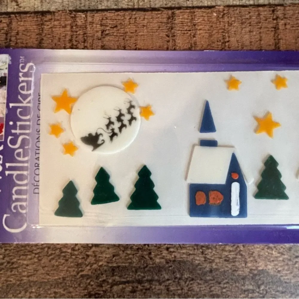 Vintage Candle Magic Wax Candle Stickers Christmas Church Santa Stars Trees